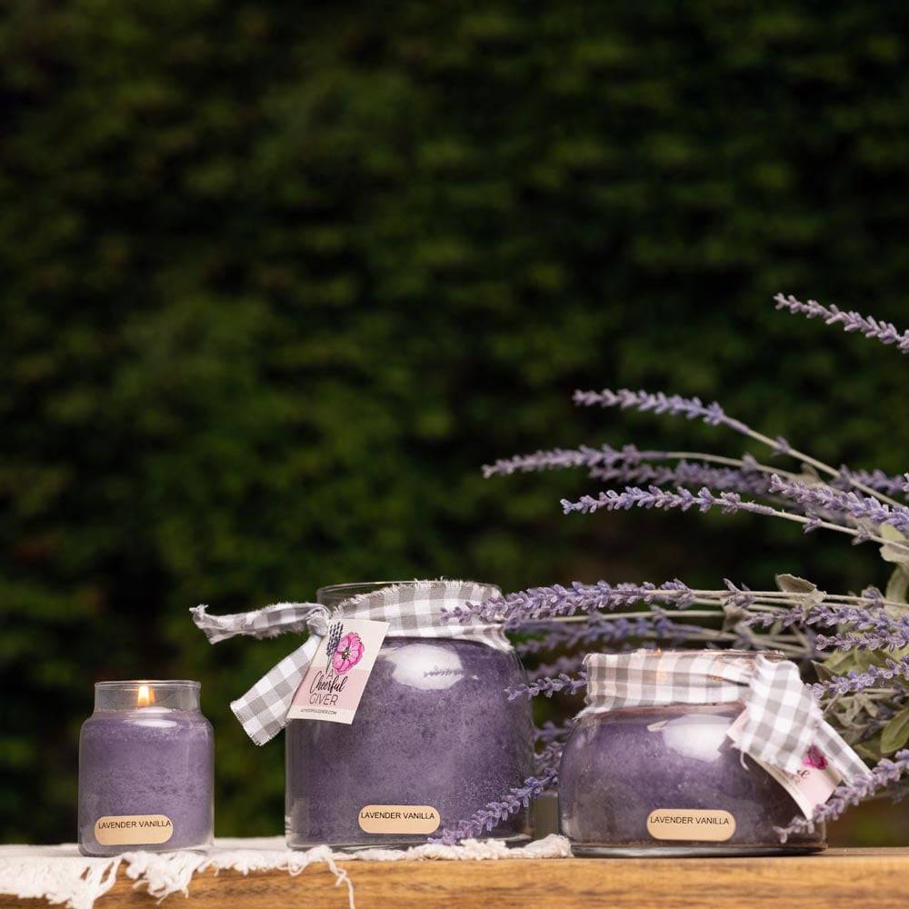 Lavender Vanilla Scented Candle - 34 oz, Double Wick, Papa Jar - Cheerful Candle Israel