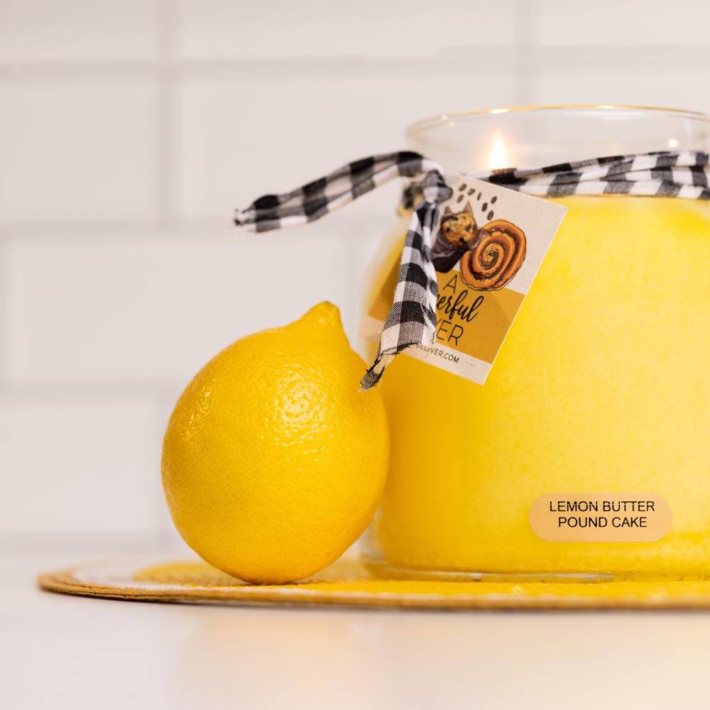 Lemon Butter Pound Cake Scented Candle - 34 oz, Double Wick, Papa Jar - Cheerful Candle Israel