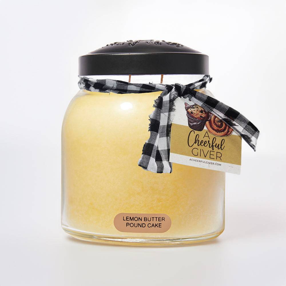 Lemon Butter Pound Cake Scented Candle - 34 oz, Double Wick, Papa Jar - Cheerful Candle Israel