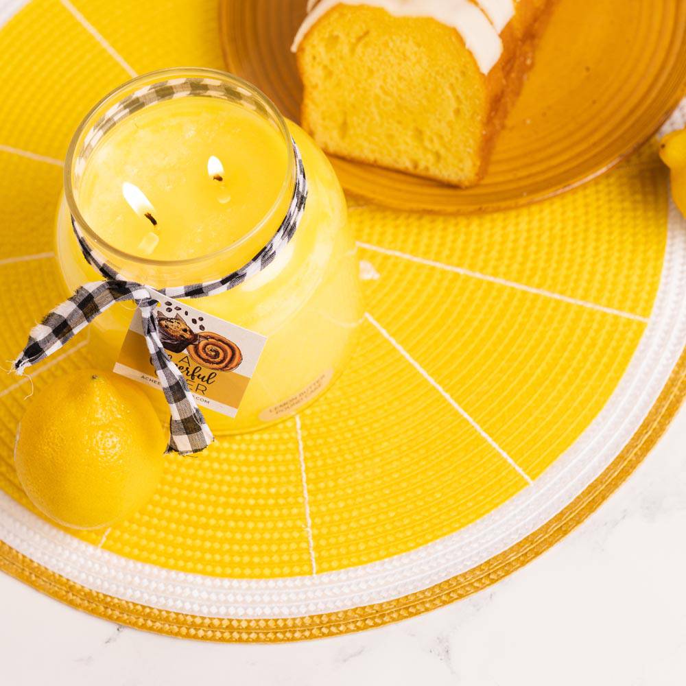 Lemon Butter Pound Cake Scented Candle - 34 oz, Double Wick, Papa Jar - Cheerful Candle Israel