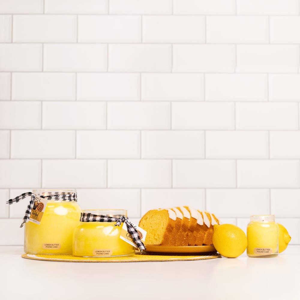 Lemon Butter Pound Cake Scented Candle - 6 oz, Single Wick, Baby Jar - Cheerful Candle Israel