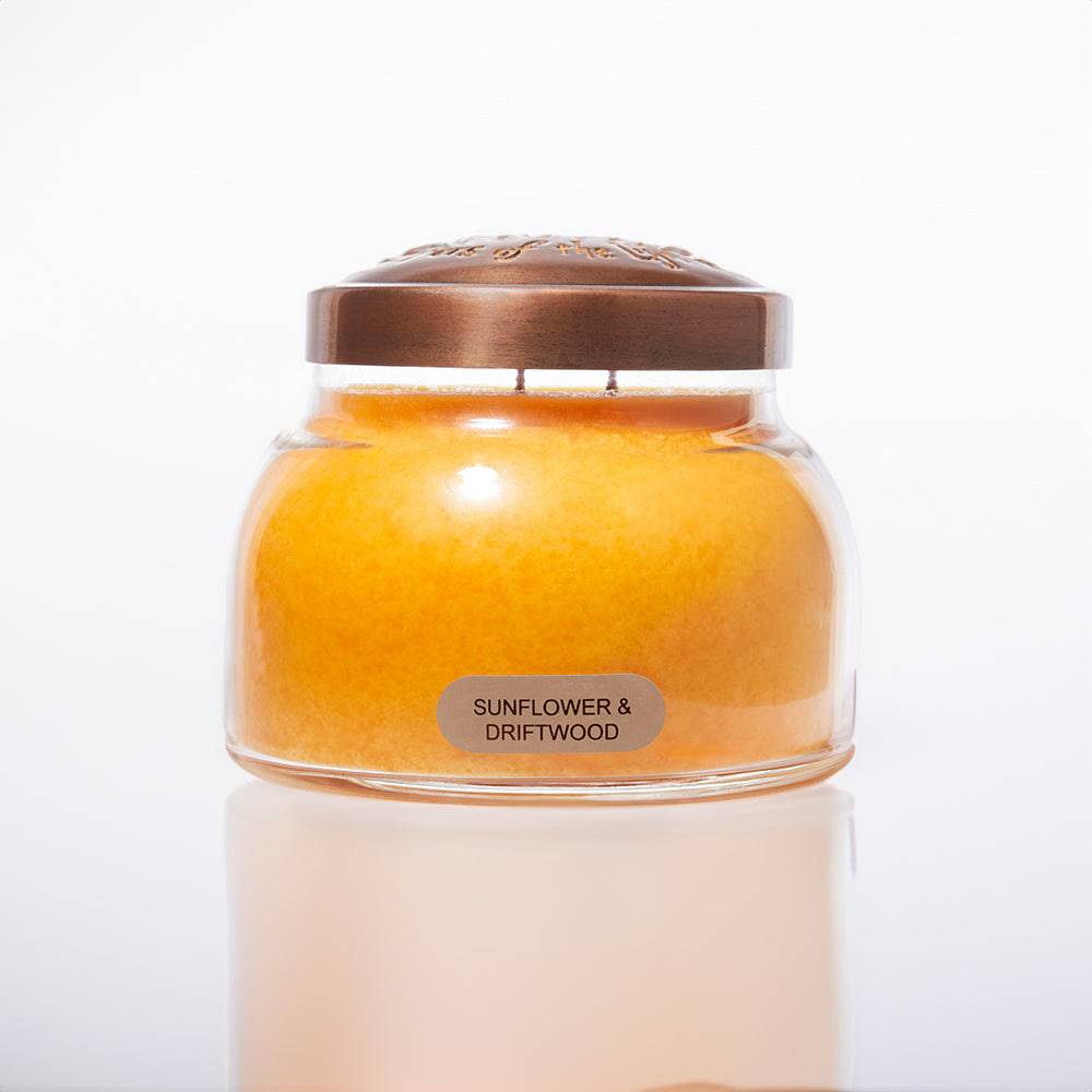 Sunflower & Driftwood Scented Candle - 22 oz, Double Wick, Mama Jar - Cheerful Candle Israel