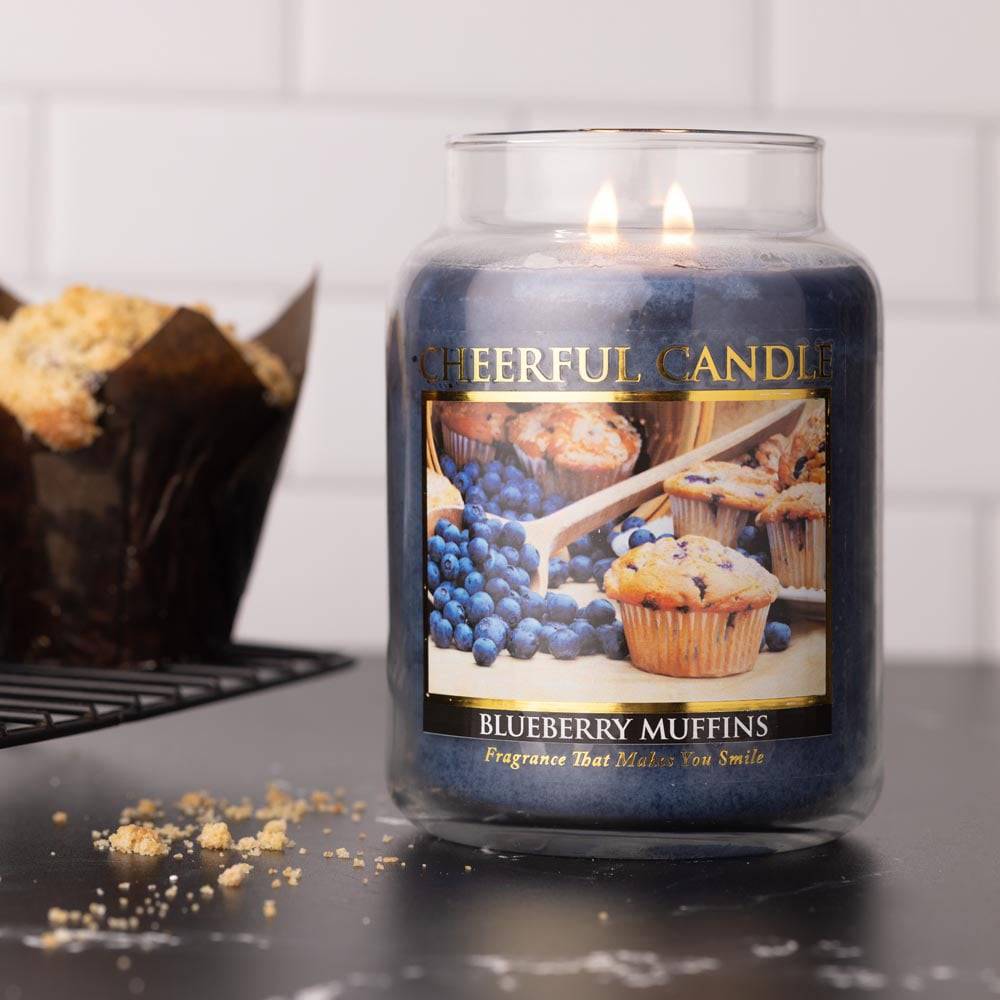 Blueberry Muffins Scented Candle -24 oz, Double Wick, Cheerful Candle - Cheerful Candle Israel