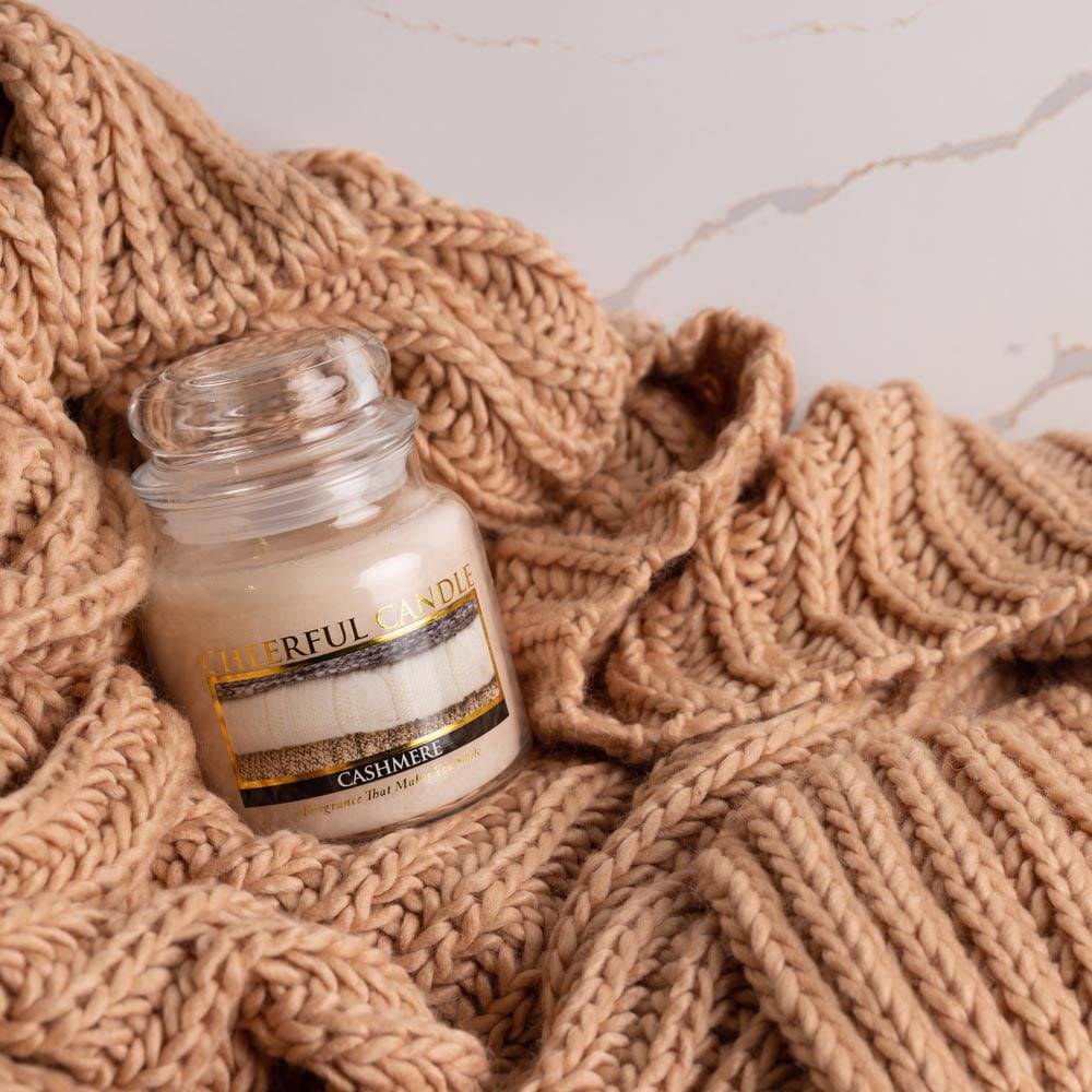 Cashmere Scented Candle - 6 oz, Single Wick, Cheerful Candle - Cheerful Candle Israel