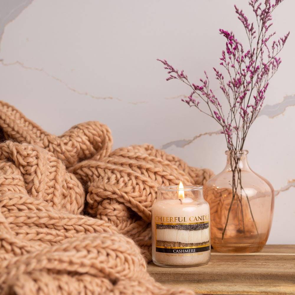 Cashmere Scented Candle - 6 oz, Single Wick, Cheerful Candle - Cheerful Candle Israel