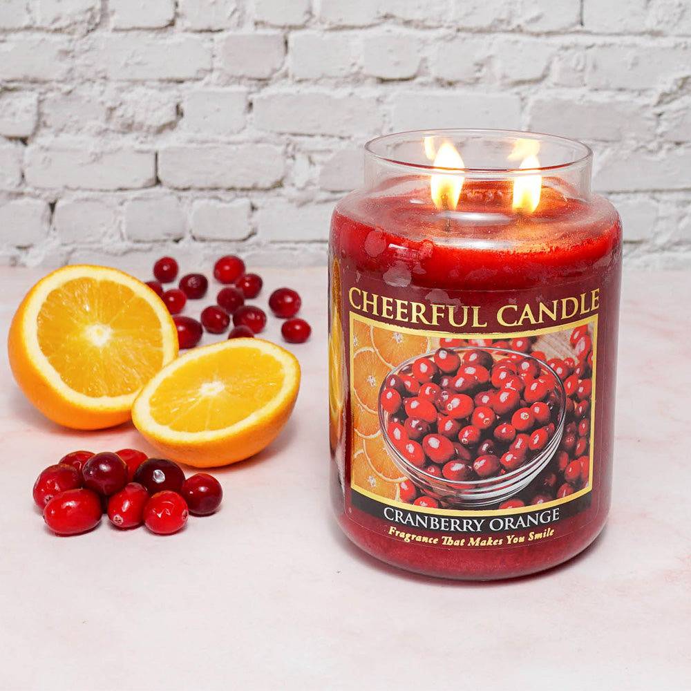 Cranberry Orange Scented Candle -24 oz, Double Wick, Cheerful Candle - Cheerful Candle Israel