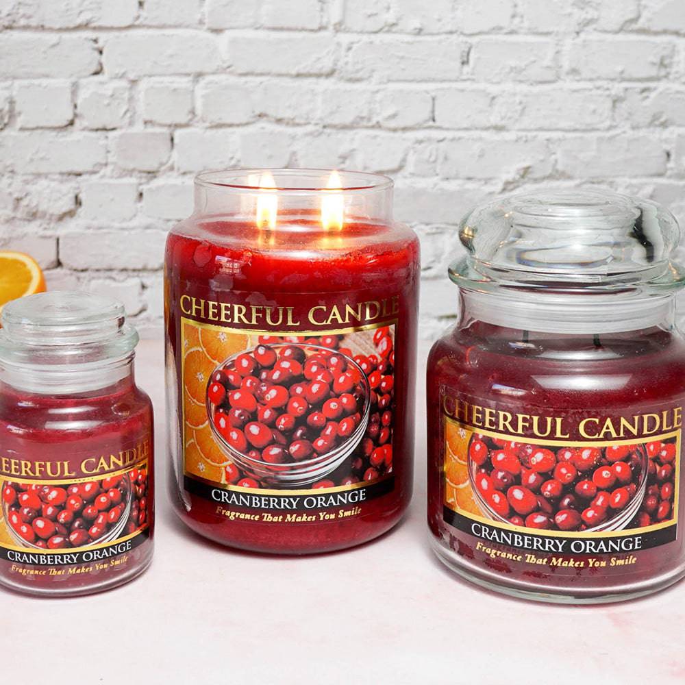 Cranberry Orange Scented Candle -24 oz, Double Wick, Cheerful Candle - Cheerful Candle Israel