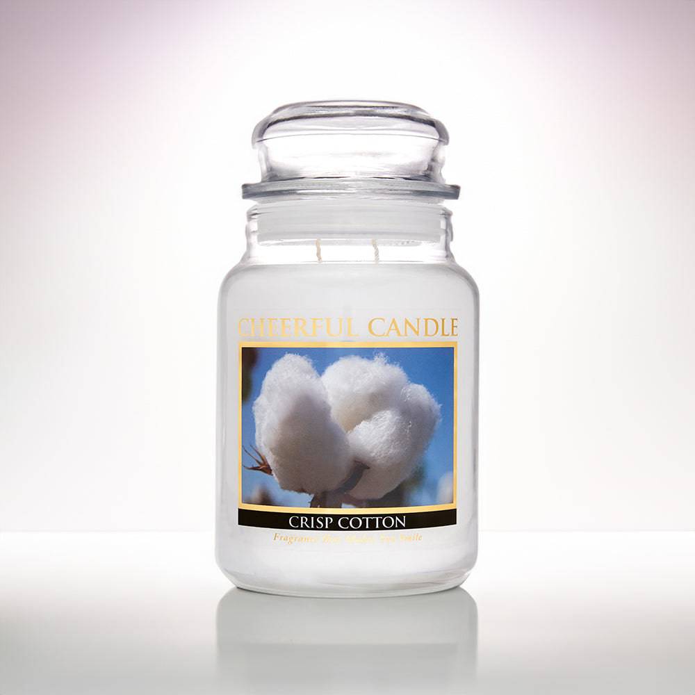Crisp Cotton Scented Candle -24 oz, Double Wick, Cheerful Candle - Cheerful Candle Israel