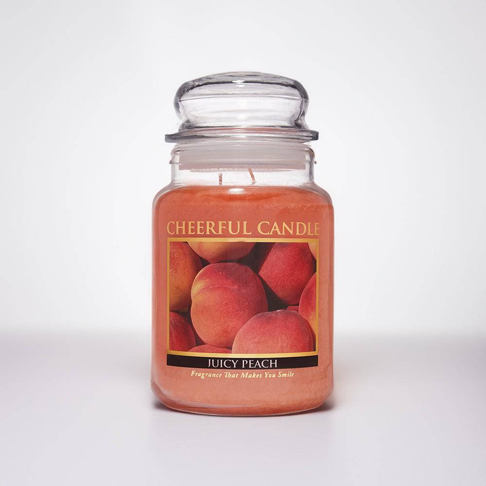 Juicy Peach Scented Candle -24 oz, Double Wick, Cheerful Candle - Cheerful Candle Israel