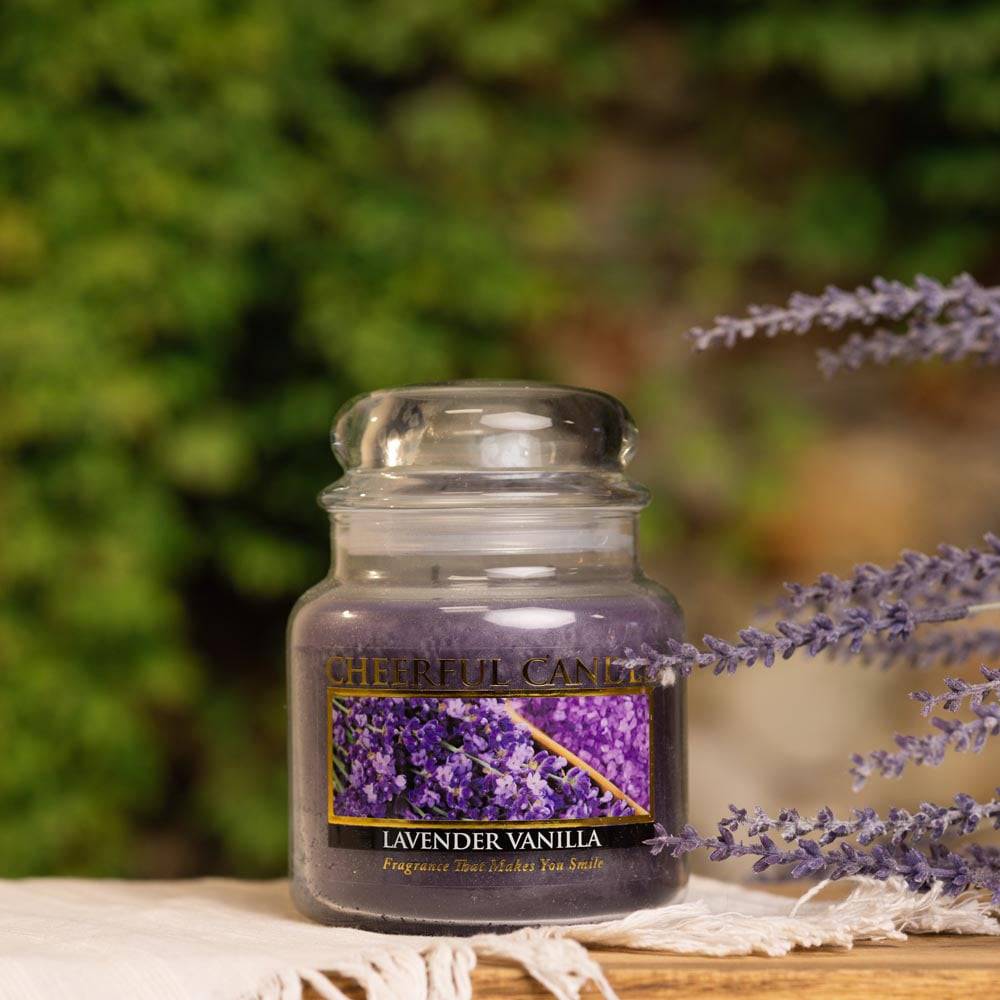 Lavender Vanilla Scented Candle -16 oz, Double Wick, Cheerful Candle - Cheerful Candle Israel