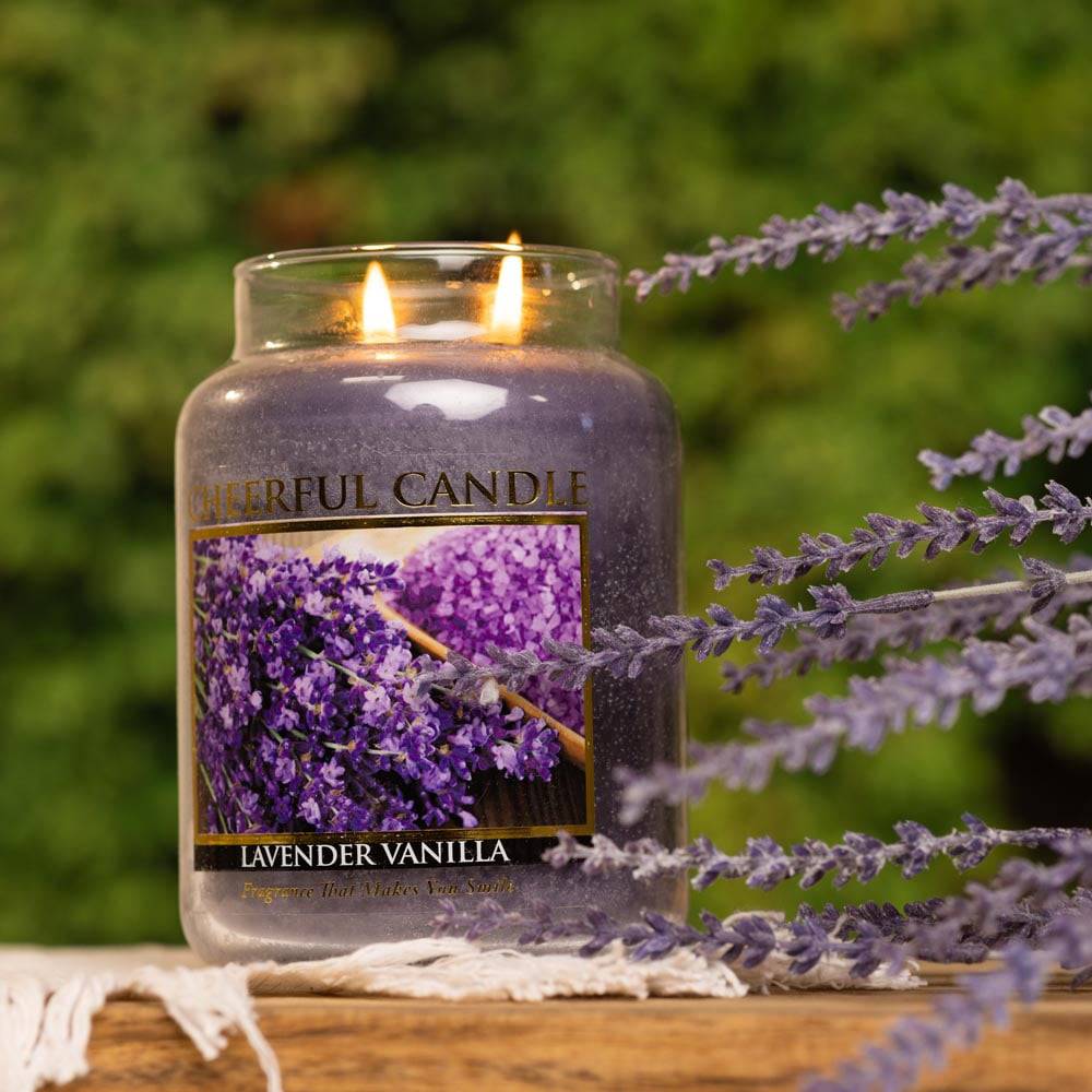 Lavender Vanilla Scented Candle -24 oz, Double Wick, Cheerful Candle - Cheerful Candle Israel