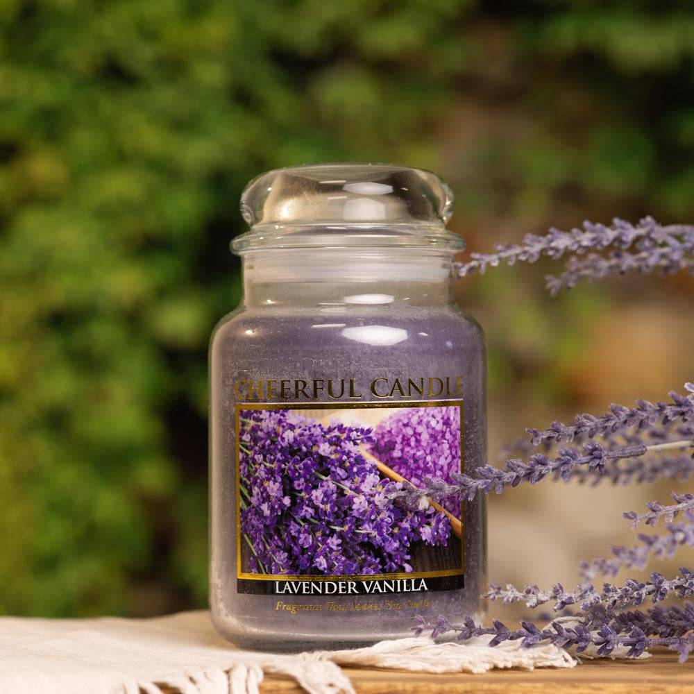 Lavender Vanilla Scented Candle -24 oz, Double Wick, Cheerful Candle - Cheerful Candle Israel