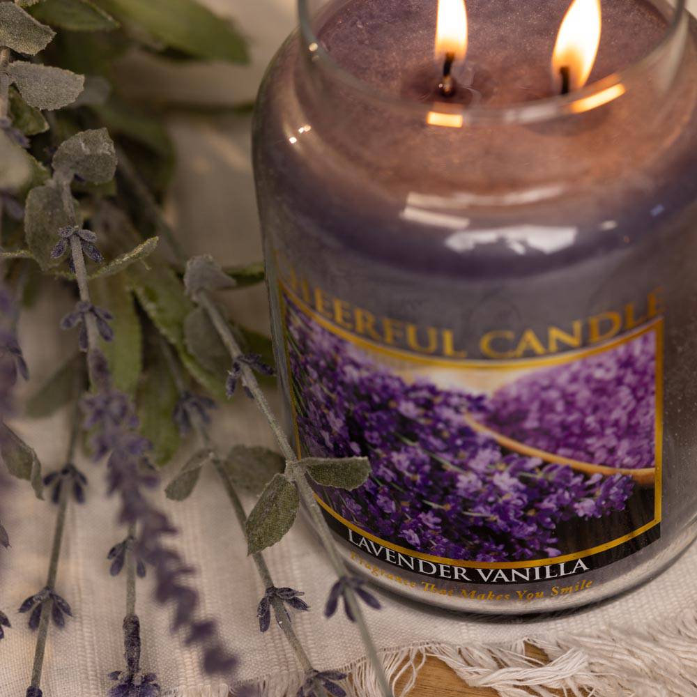 Lavender Vanilla Scented Candle -24 oz, Double Wick, Cheerful Candle - Cheerful Candle Israel