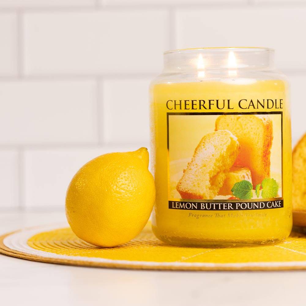 Lemon Butter Pound Cake Scented Candle -24 oz, Double Wick, Cheerful Candle - Cheerful Candle Israel