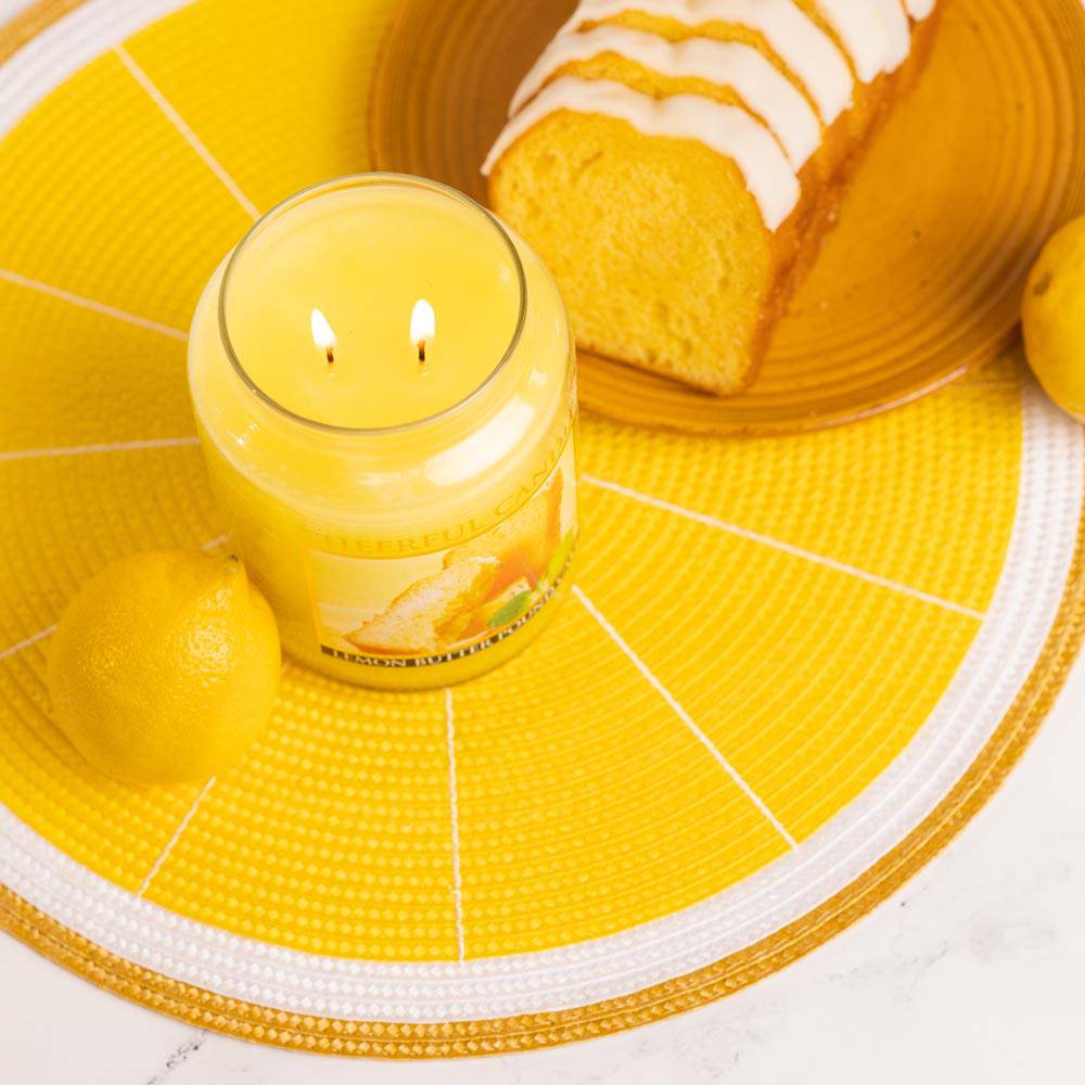 Lemon Butter Pound Cake Scented Candle -24 oz, Double Wick, Cheerful Candle - Cheerful Candle Israel
