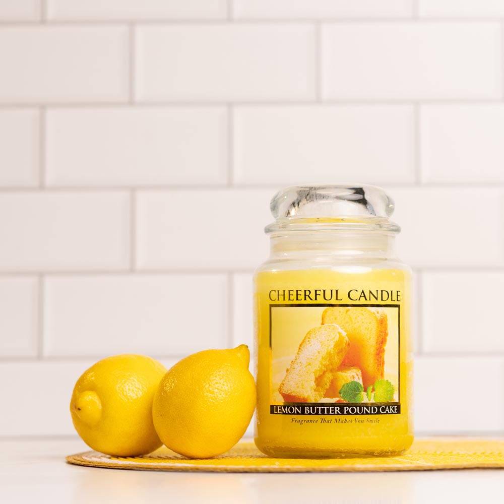Lemon Butter Pound Cake Scented Candle -24 oz, Double Wick, Cheerful Candle - Cheerful Candle Israel