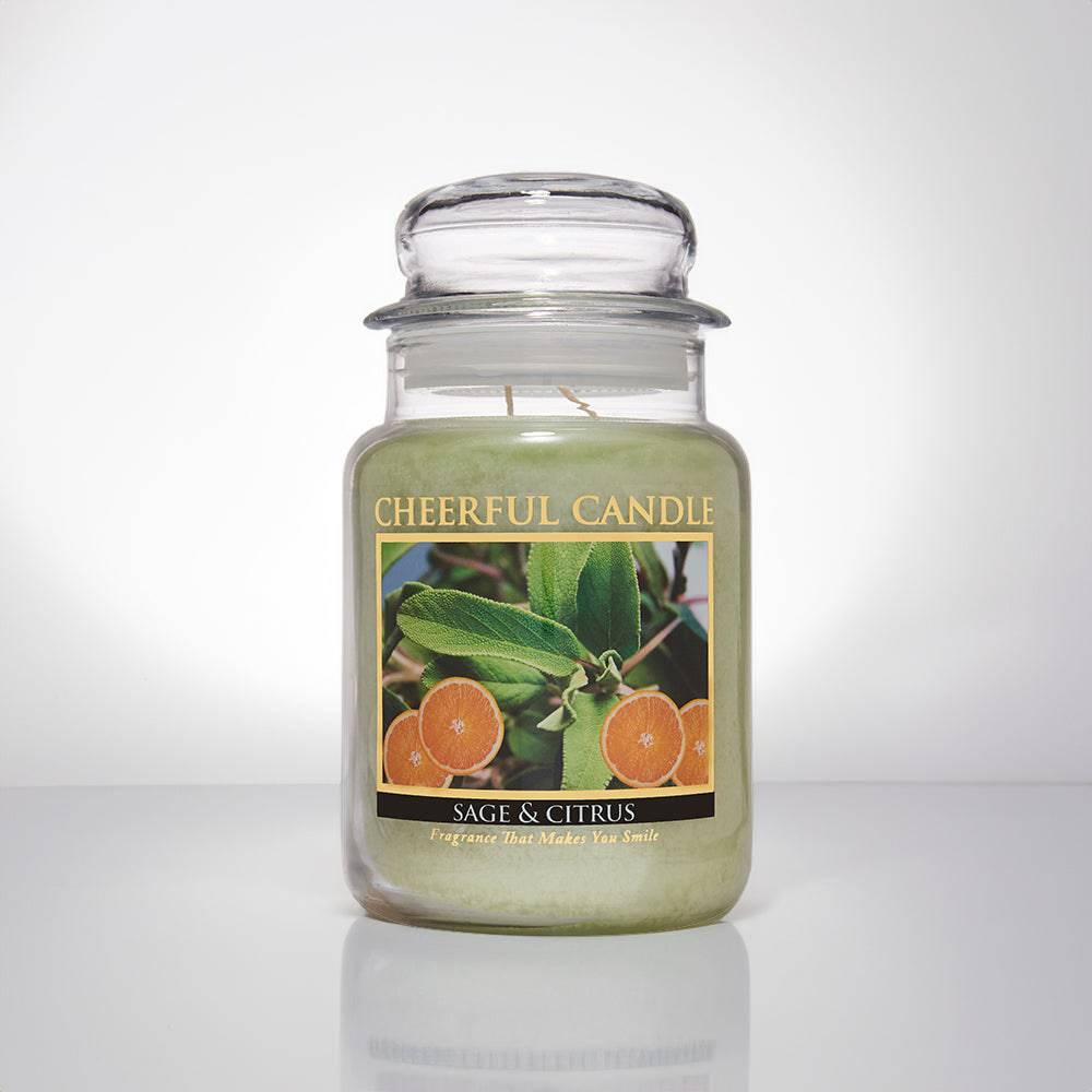 Sage & Citrus Scented Candle -24 oz, Double Wick, Cheerful Candle - Cheerful Candle Israel