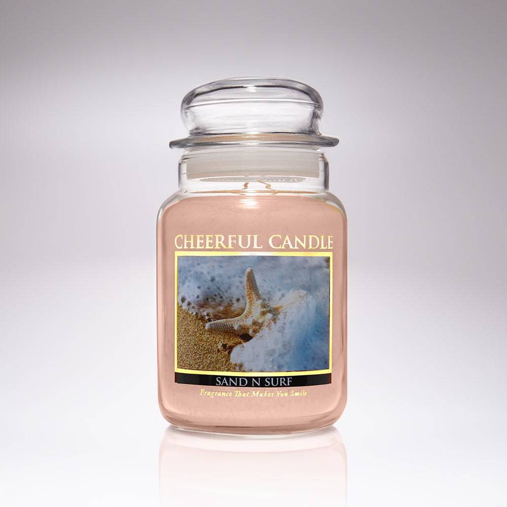 Sand N Surf Scented Candle -24 oz, Double Wick, Cheerful Candle - Cheerful Candle Israel