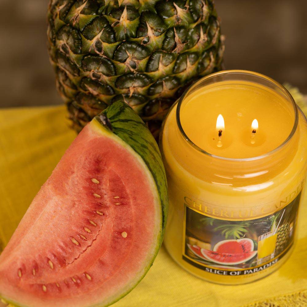 Slice of Paradise Scented Candle -24 oz, Double Wick, Cheerful Candle - Cheerful Candle Israel