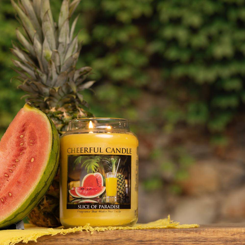 Slice of Paradise Scented Candle -24 oz, Double Wick, Cheerful Candle - Cheerful Candle Israel