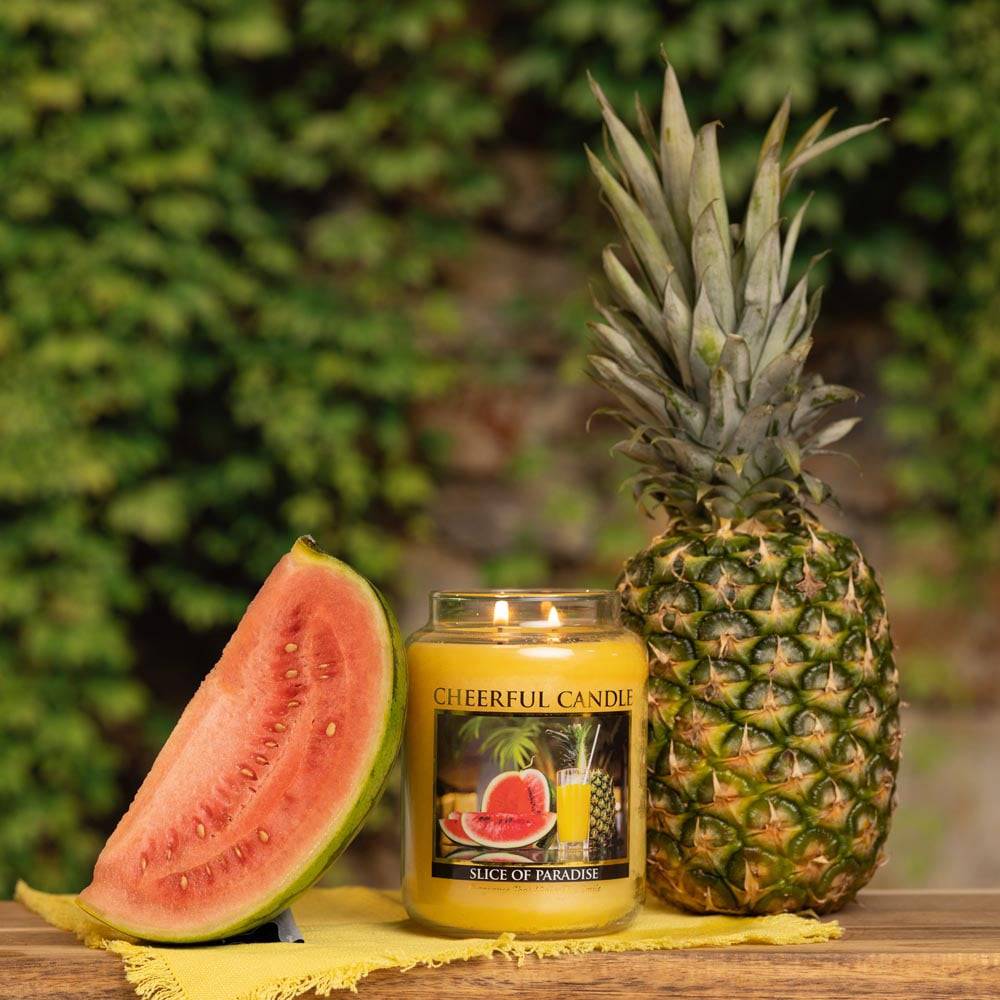 Slice of Paradise Scented Candle -24 oz, Double Wick, Cheerful Candle - Cheerful Candle Israel