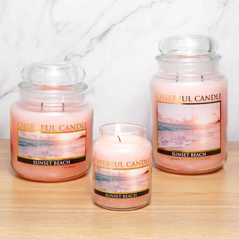 Sunset Beach Scented Candle -16 oz, Double Wick, Cheerful Candle - Cheerful Candle Israel