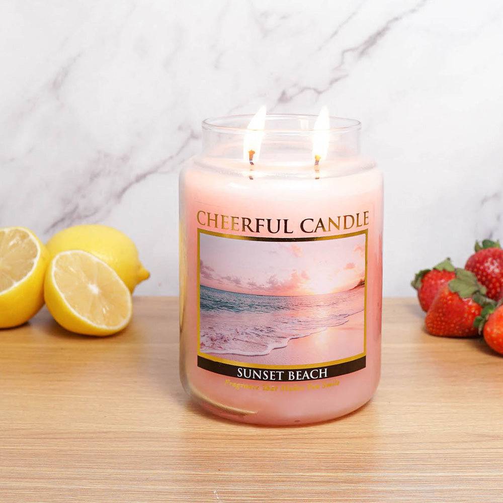 Sunset Beach Scented Candle -24 oz, Double Wick, Cheerful Candle - Cheerful Candle Israel