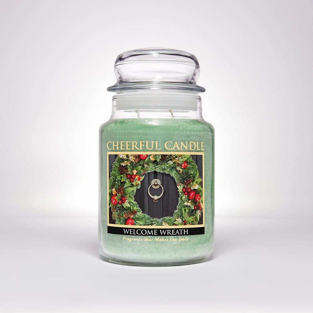 Welcome Wreath Scented Candle -24 oz, Double Wick, Cheerful Candle - Cheerful Candle Israel