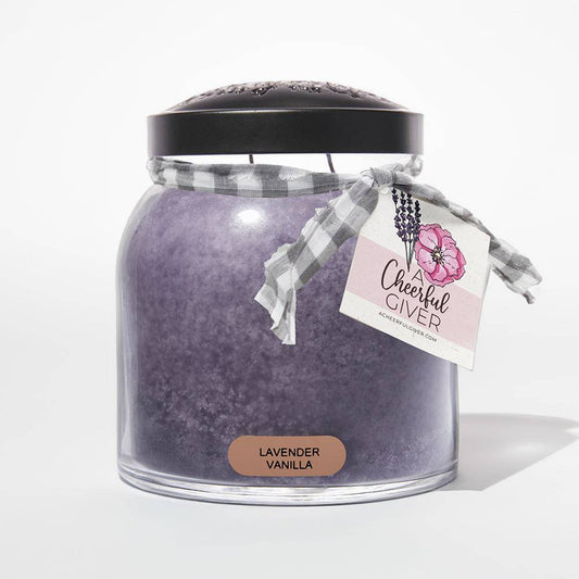 Lavender Vanilla Scented Candle - 34 oz, Double Wick, Papa Jar - Cheerful Candle Israel 