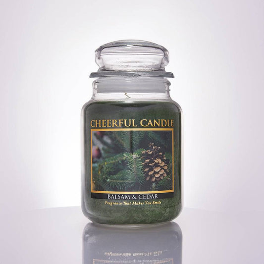 Balsam & Cedar Scented Candle -24 oz, Double Wick, Cheerful Candle - Cheerful Candle Israel 