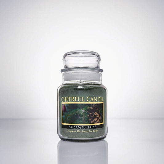 Balsam & Cedar Scented Candle - 6 oz, Single Wick, Cheerful Candle - Cheerful Candle Israel 