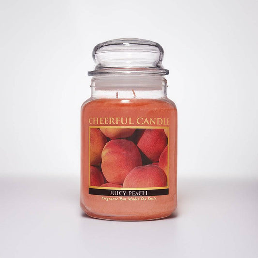 Juicy Peach Scented Candle -24 oz, Double Wick, Cheerful Candle - Cheerful Candle Israel 