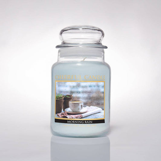 Morning Rain Scented Candle -24 oz, Double Wick, Cheerful Candle - Cheerful Candle Israel 