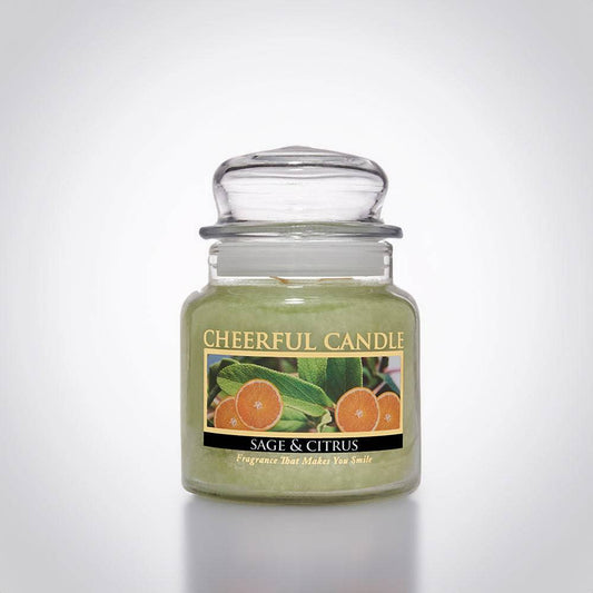 Sage & Citrus Scented Candle -16 oz, Double Wick, Cheerful Candle - Cheerful Candle Israel 