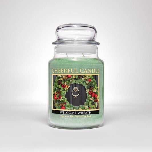 Welcome Wreath Scented Candle -24 oz, Double Wick, Cheerful Candle - Cheerful Candle Israel 